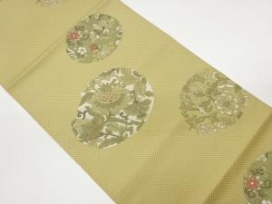 丸に花唐草模様織出し名古屋帯